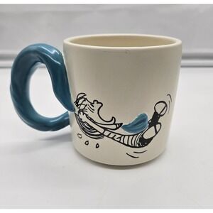 Hallmark Peanuts LINUS Ceramic Coffee‎ Mug 3D Sculpted Blue Handle Cream Black